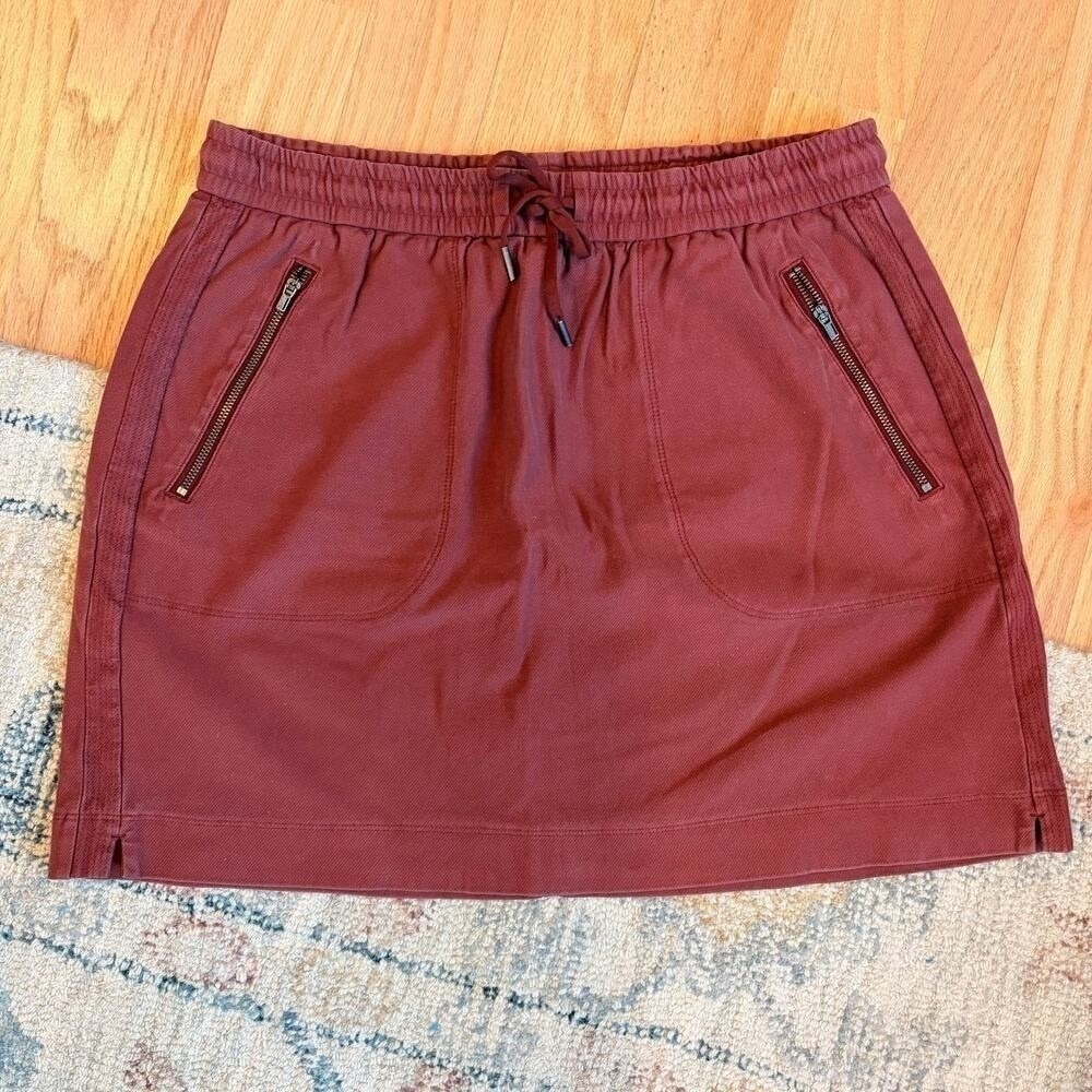 Athleta Farallon Womens Drawstring Elastic Mini Solid Skirt Size 10 Pink